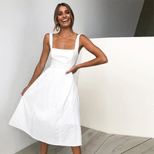 Load image into Gallery viewer, 2019 Spring Summer Sizzling Explosions Hot Sell Simple Sling Sexy Halter Dress Vestido Party Solid Strap Dress Black White Red