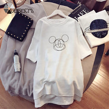 Load image into Gallery viewer, Summer Women Dresses Mickey Mouse Cartoon Print Casual Loose White Mini Clothes Big Size Dress Simple Student Girl Sweet