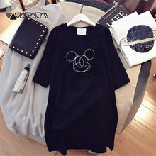 Load image into Gallery viewer, Summer Women Dresses Mickey Mouse Cartoon Print Casual Loose White Mini Clothes Big Size Dress Simple Student Girl Sweet