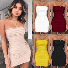 Load image into Gallery viewer, 2019 summer women's hot sale solid color bag hip tube top folds tight sexy high quality simple fashion dress